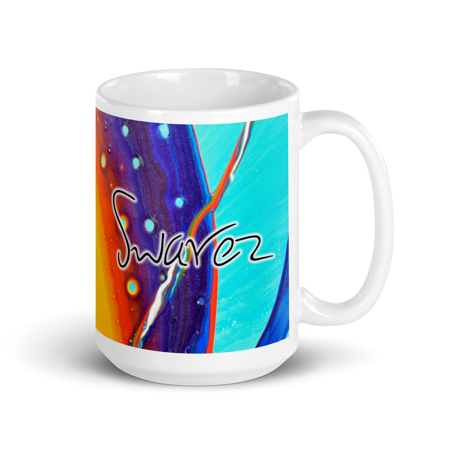 White glossy mug - Rainbow design