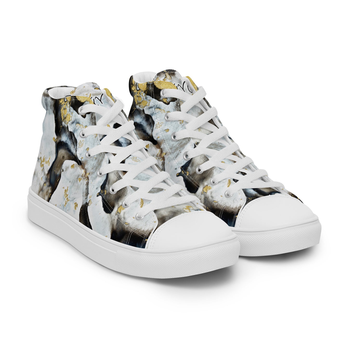 High-Top-Canvas-Schuhe für Damen – Schwarz-Weiß-Design