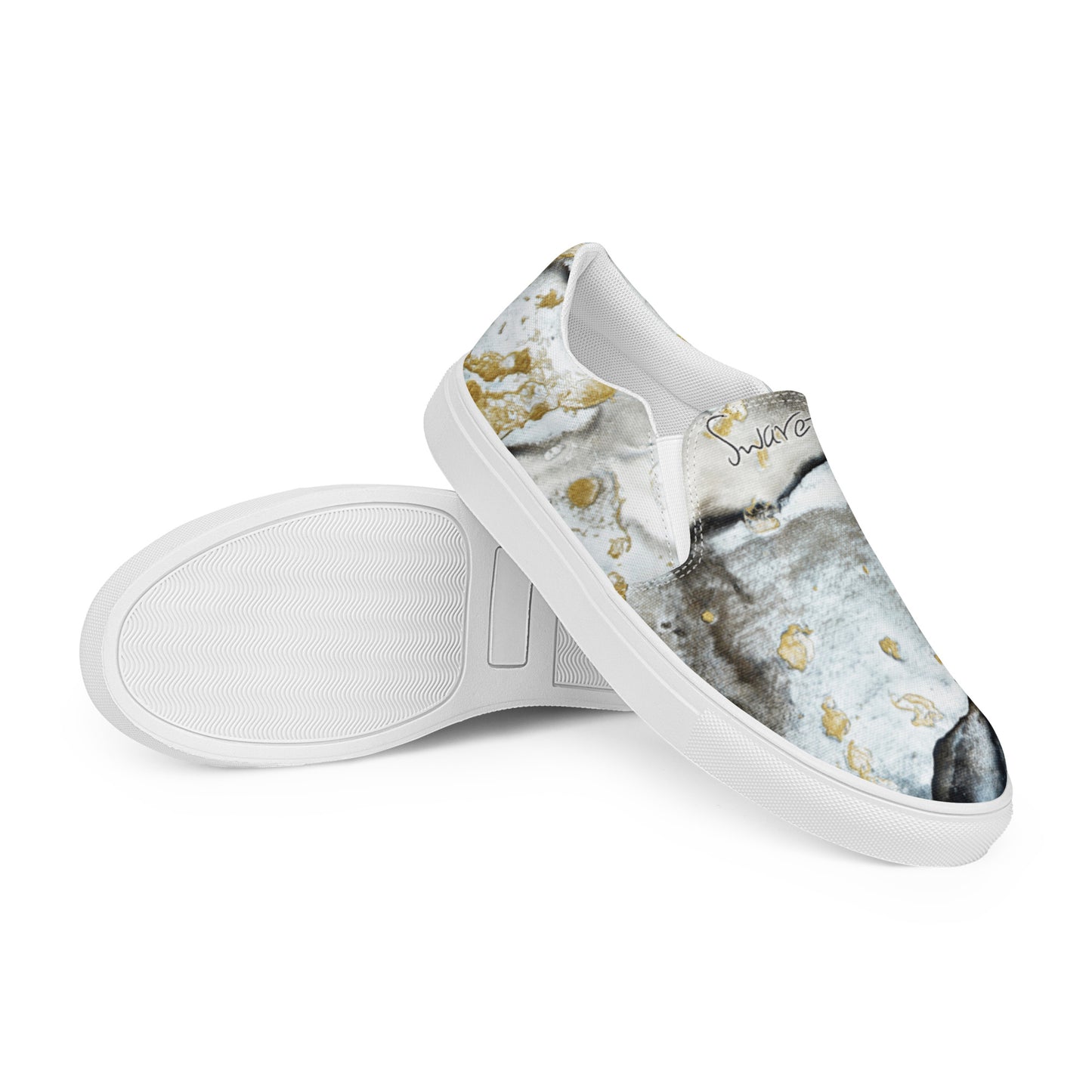 Women’s slip-on canvas shoes - Black and white design