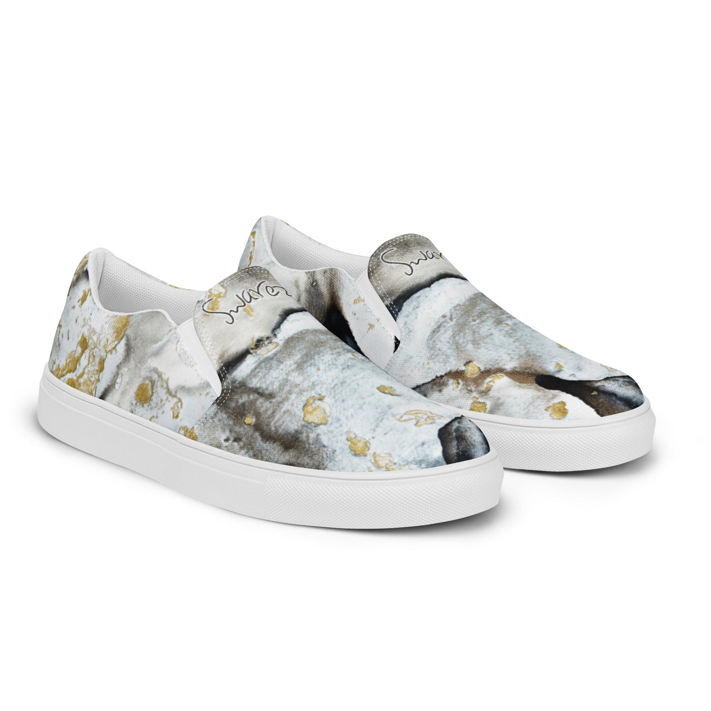 Women’s slip-on canvas shoes - Black and white design