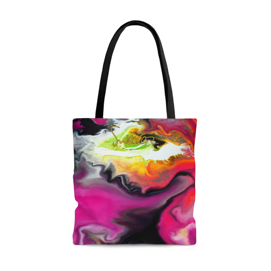 Allover-Print-Einkaufstasche – Design in Rosa und Gelb
