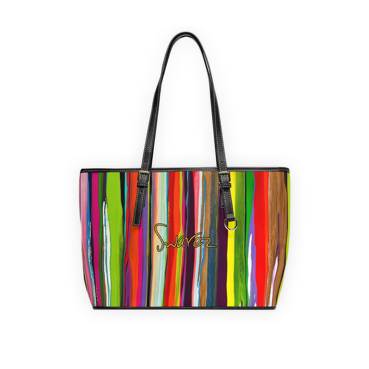 PU Leather Shoulder Bag - Vertical stripes design
