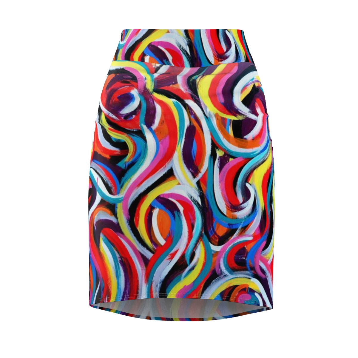 Women's Pencil Skirt - Multi color swirls