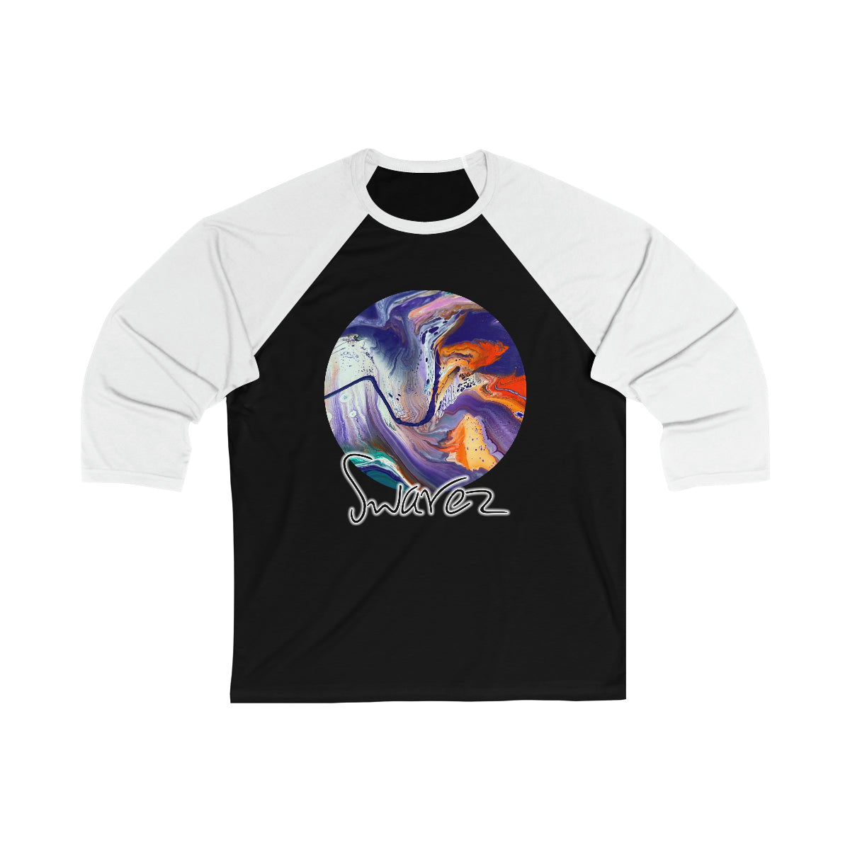 Unisex-Baseball-T-Shirt mit 3/4-Ärmeln – Kreisdesign