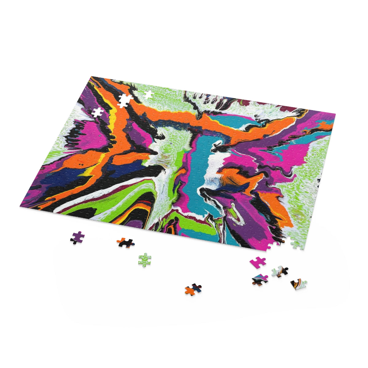 Puzzle (120, 252, 500 Teile) – Orangefarbenes Burst-Design 