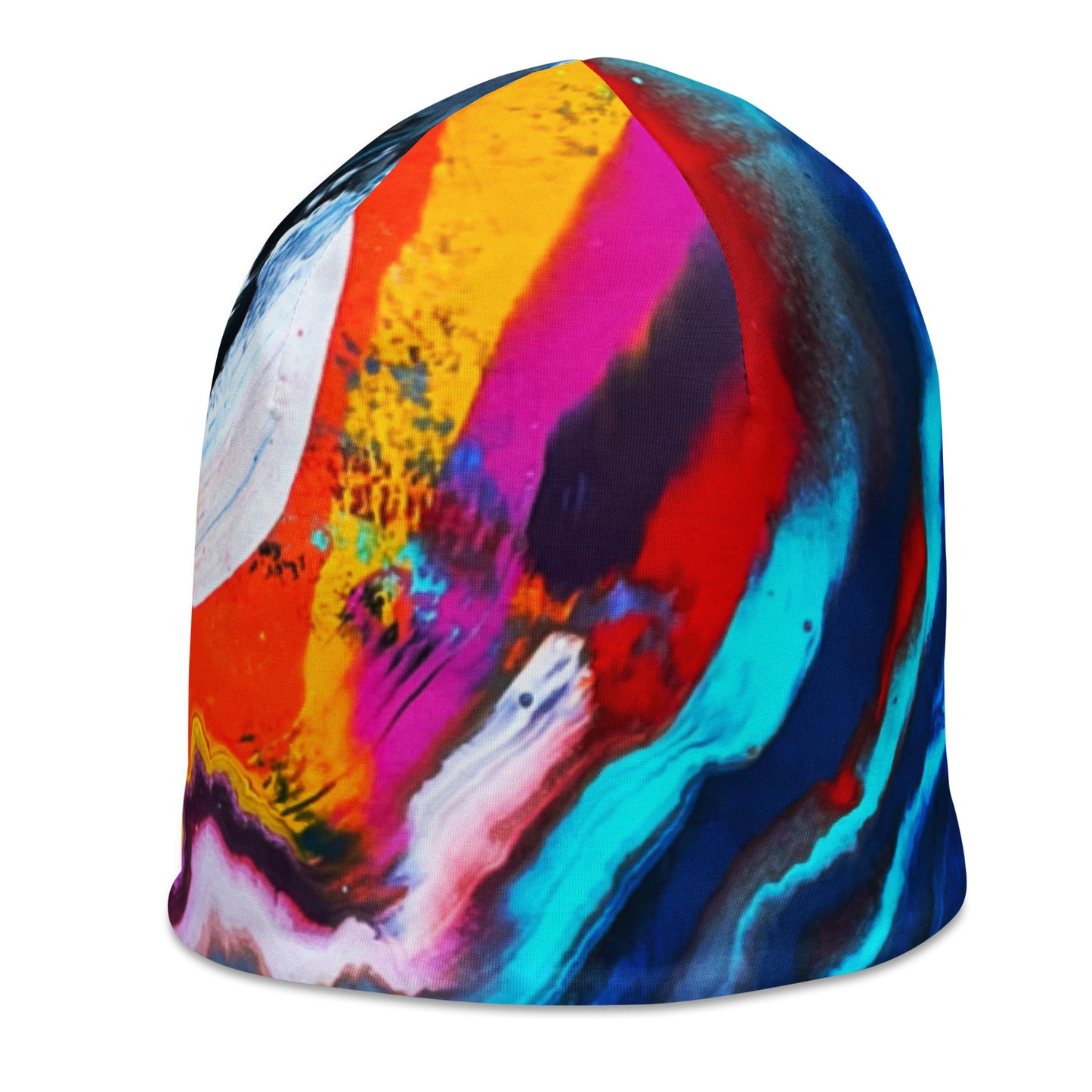 Allover-Print-Mütze – Regenbogenwellen-Design