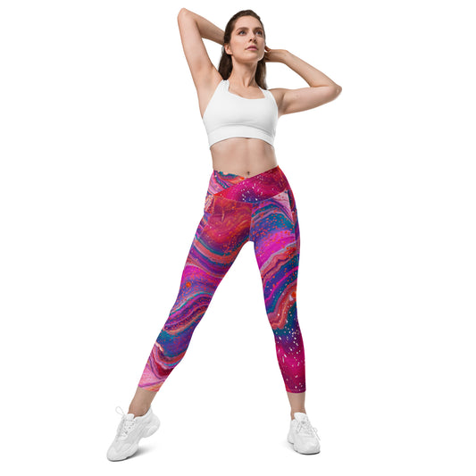 Crossover leggings with pockets - Cosmic Design
