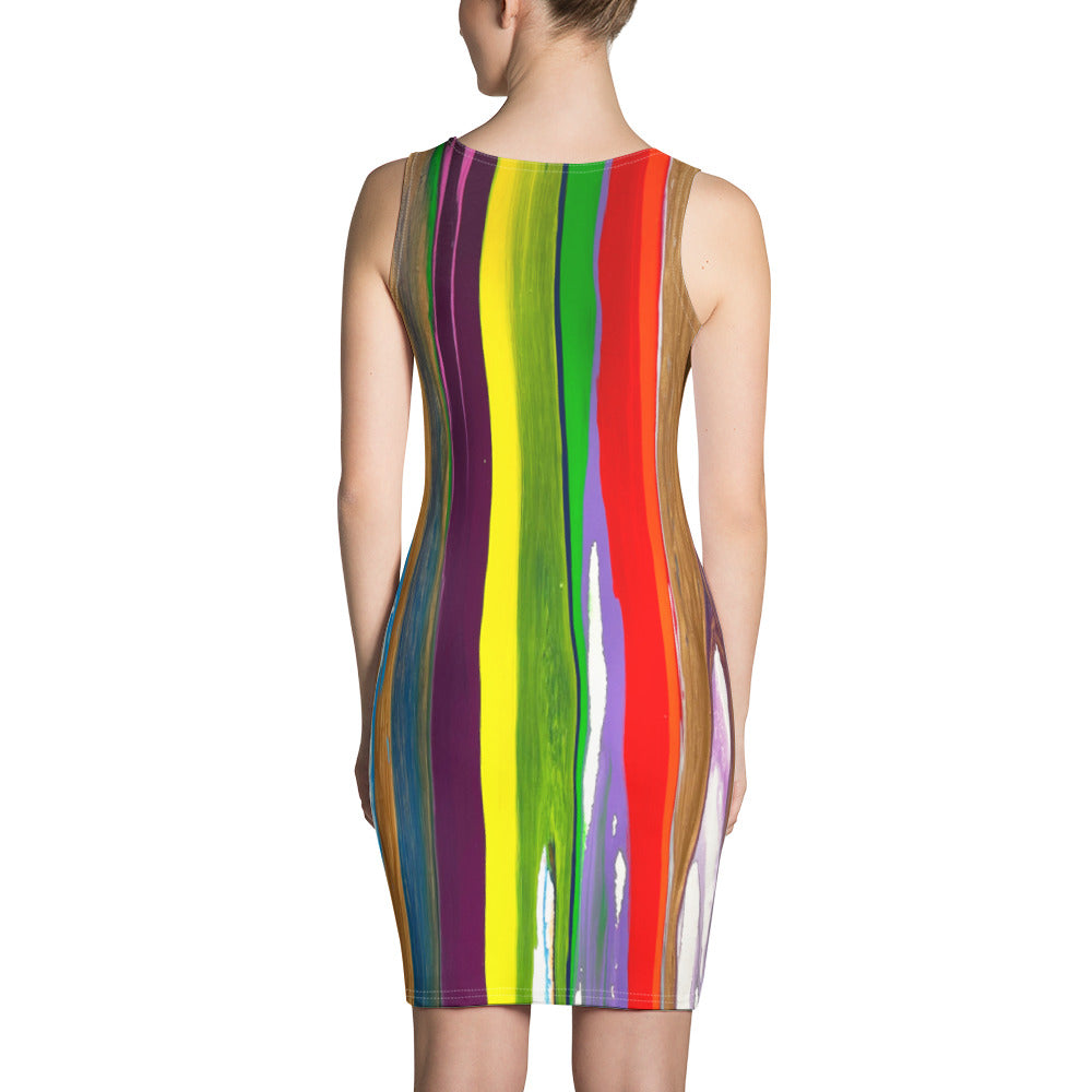 Kleid mit Sublimationsschnitt und -nähen – Design mit vertikalen Streifen