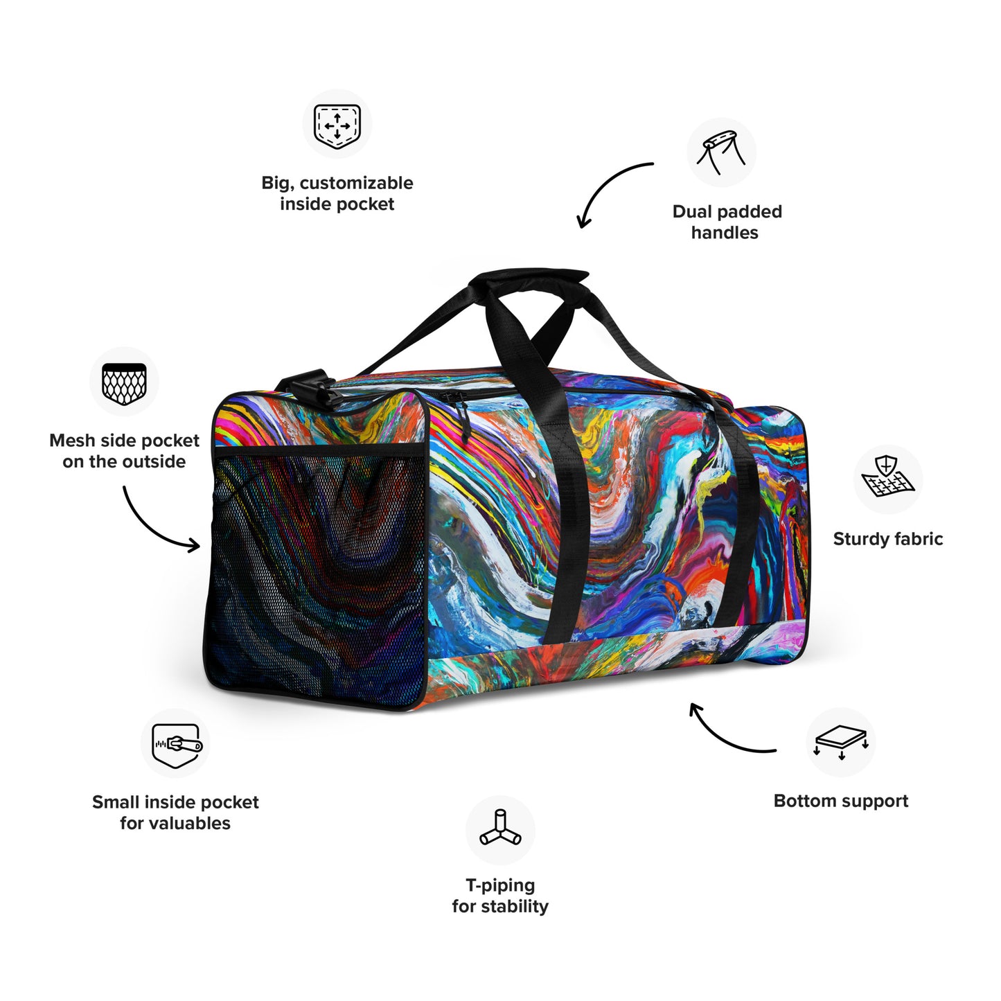 Duffle bag - Rainbow Wave design