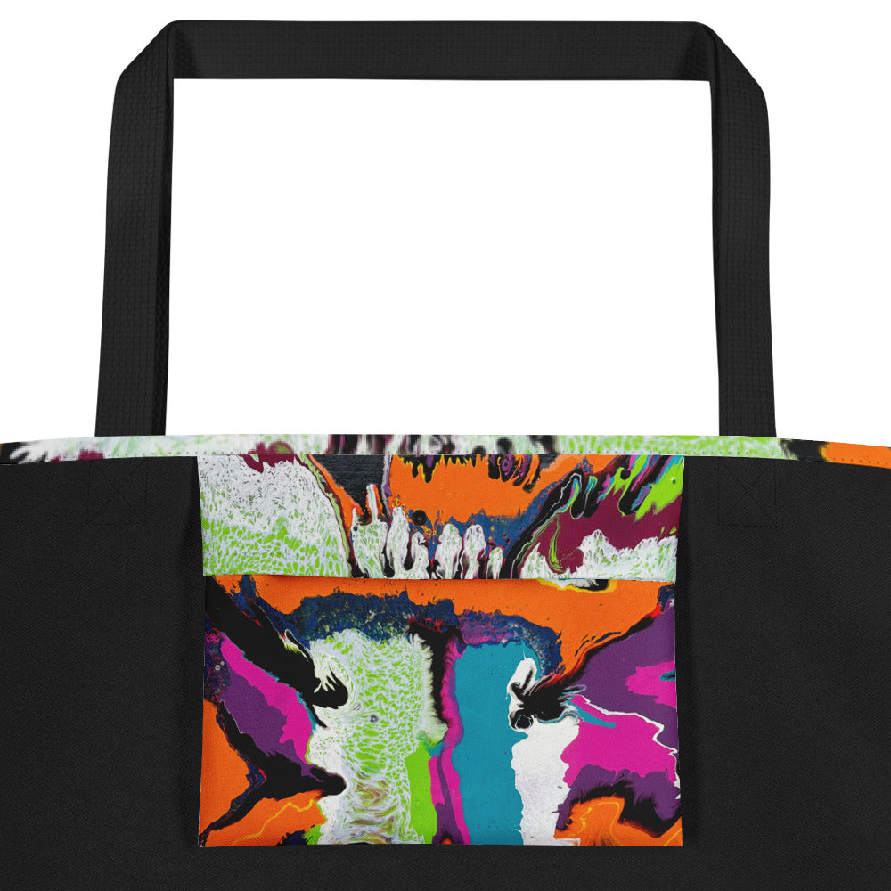 Große Einkaufstasche mit Allover-Print – orangefarbenes Burst-Design