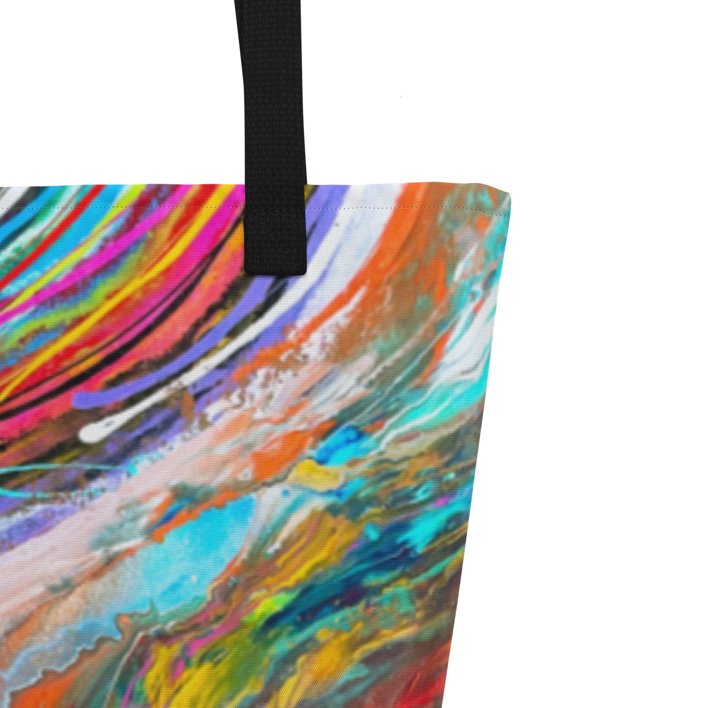 All-Over Print Large Tote Bag - Rainbow Wave design