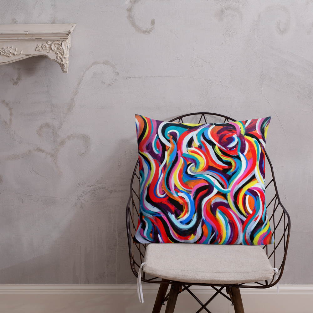 Travesseiro Premium - design de redemoinho multicolorido