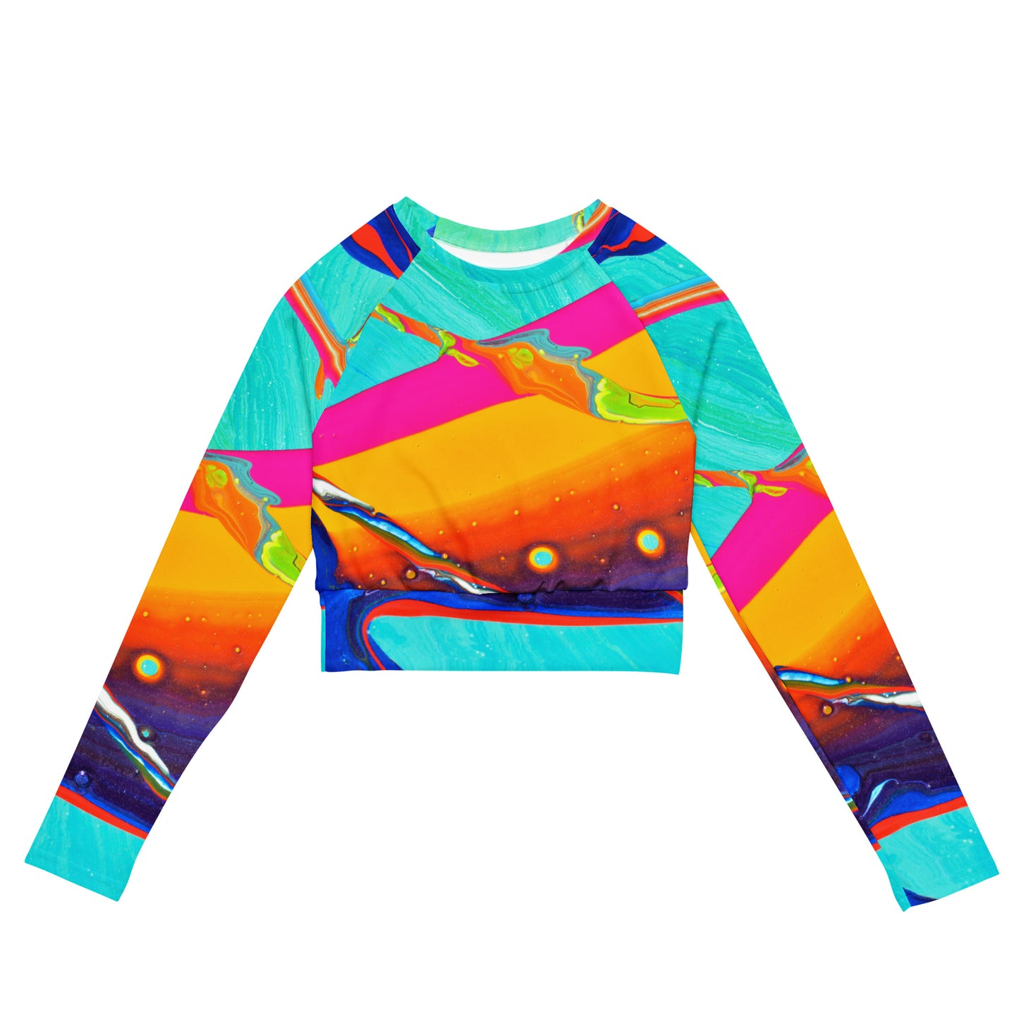 Recycled long-sleeve crop top - Rainbow design