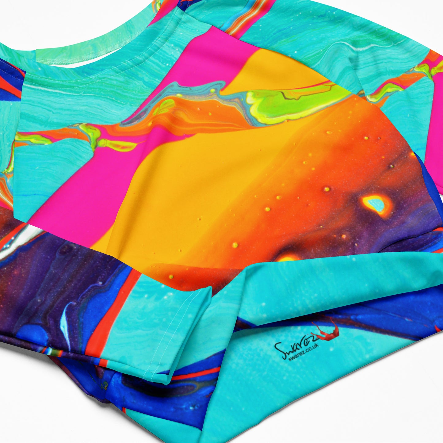 Recycled long-sleeve crop top - Rainbow design