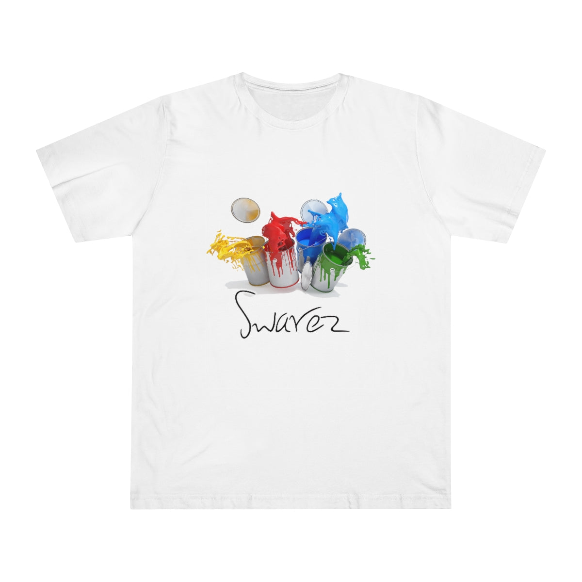 Unisex Essential T-Shirt – 4 Farbdosen und Logo 