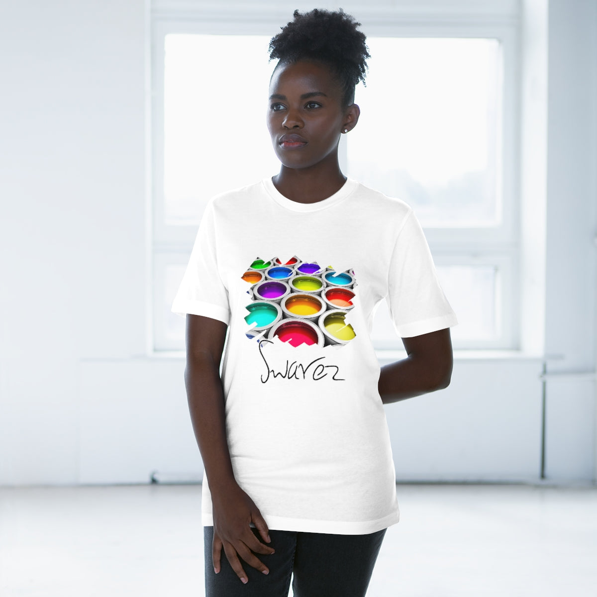 T-shirt Unissex Essential - Latas de tinta e logotipo 