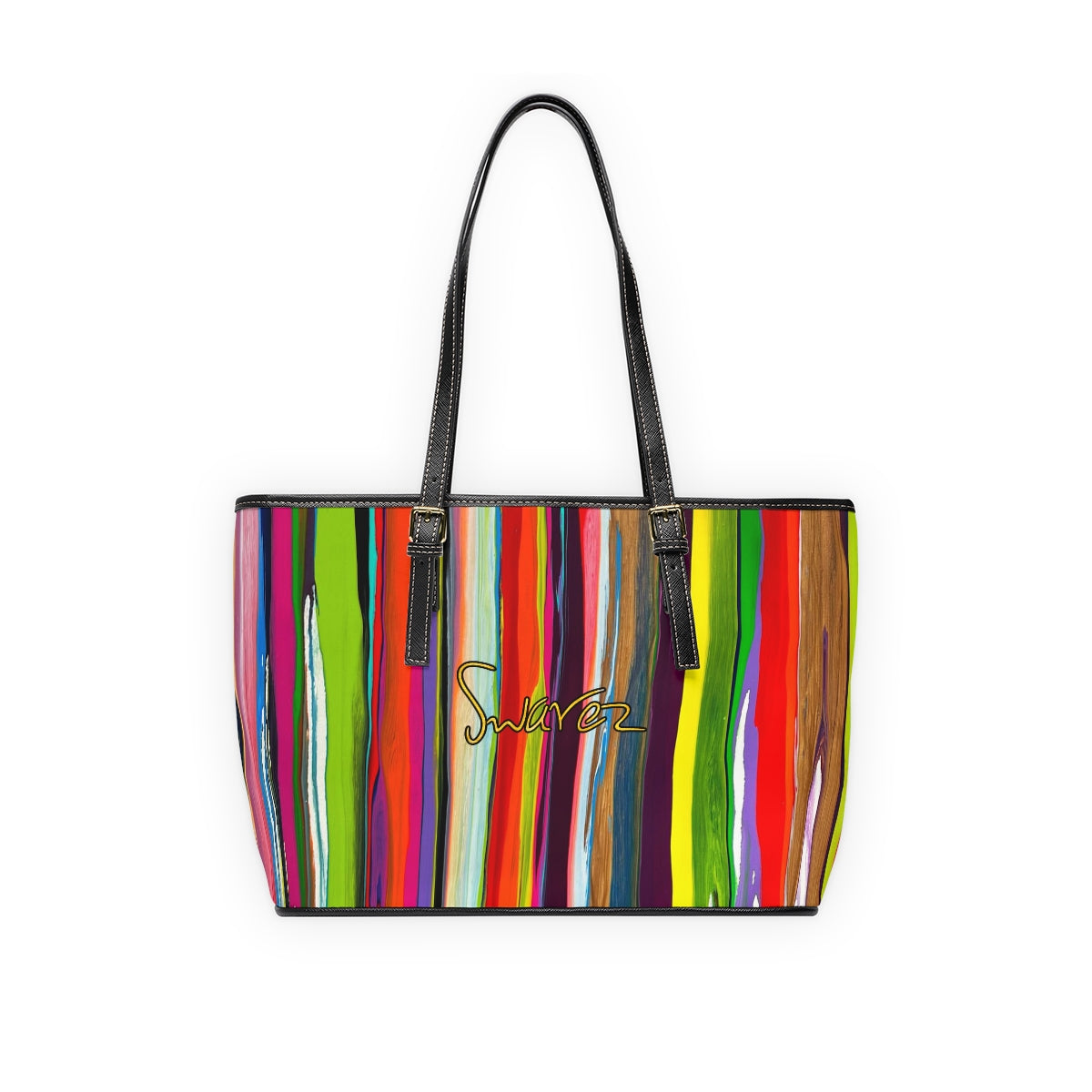PU Leather Shoulder Bag - Vertical stripes design