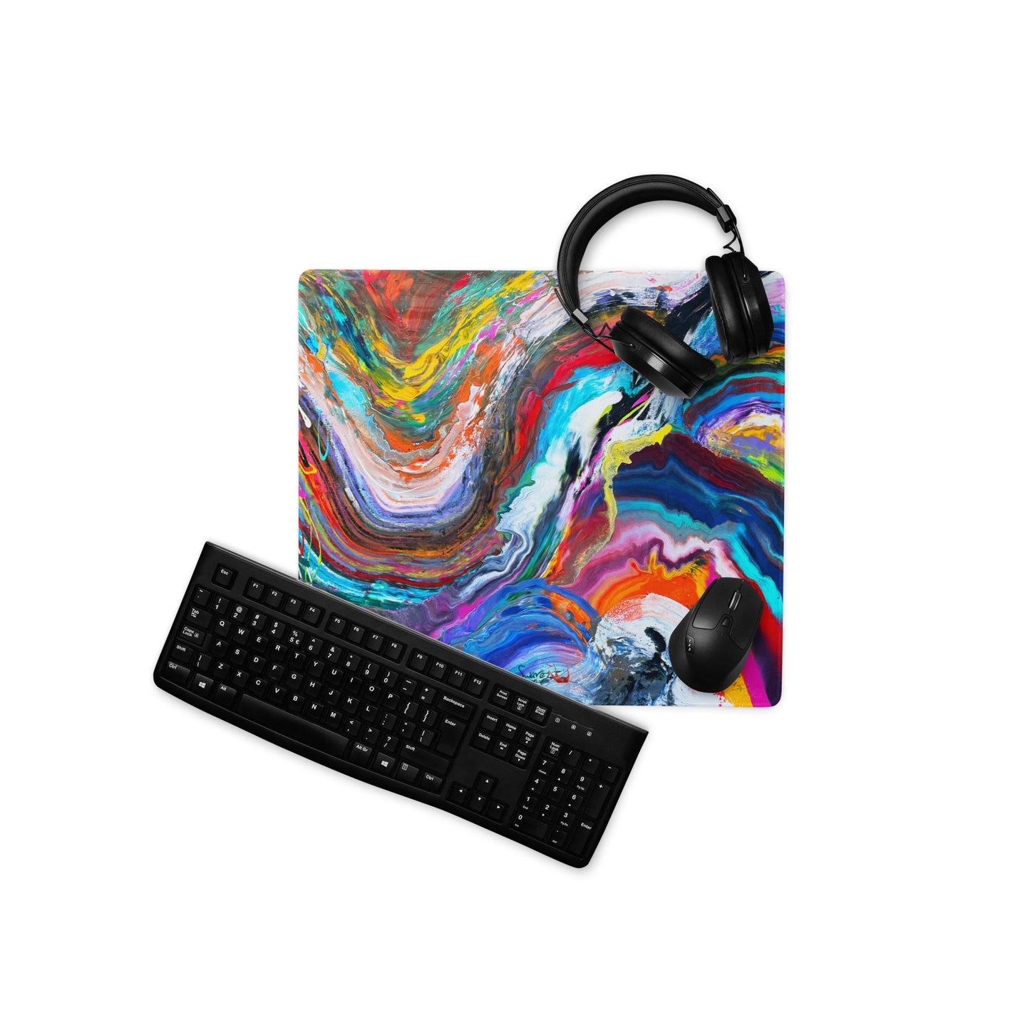 Gaming mouse pad - Rainbow Wave design