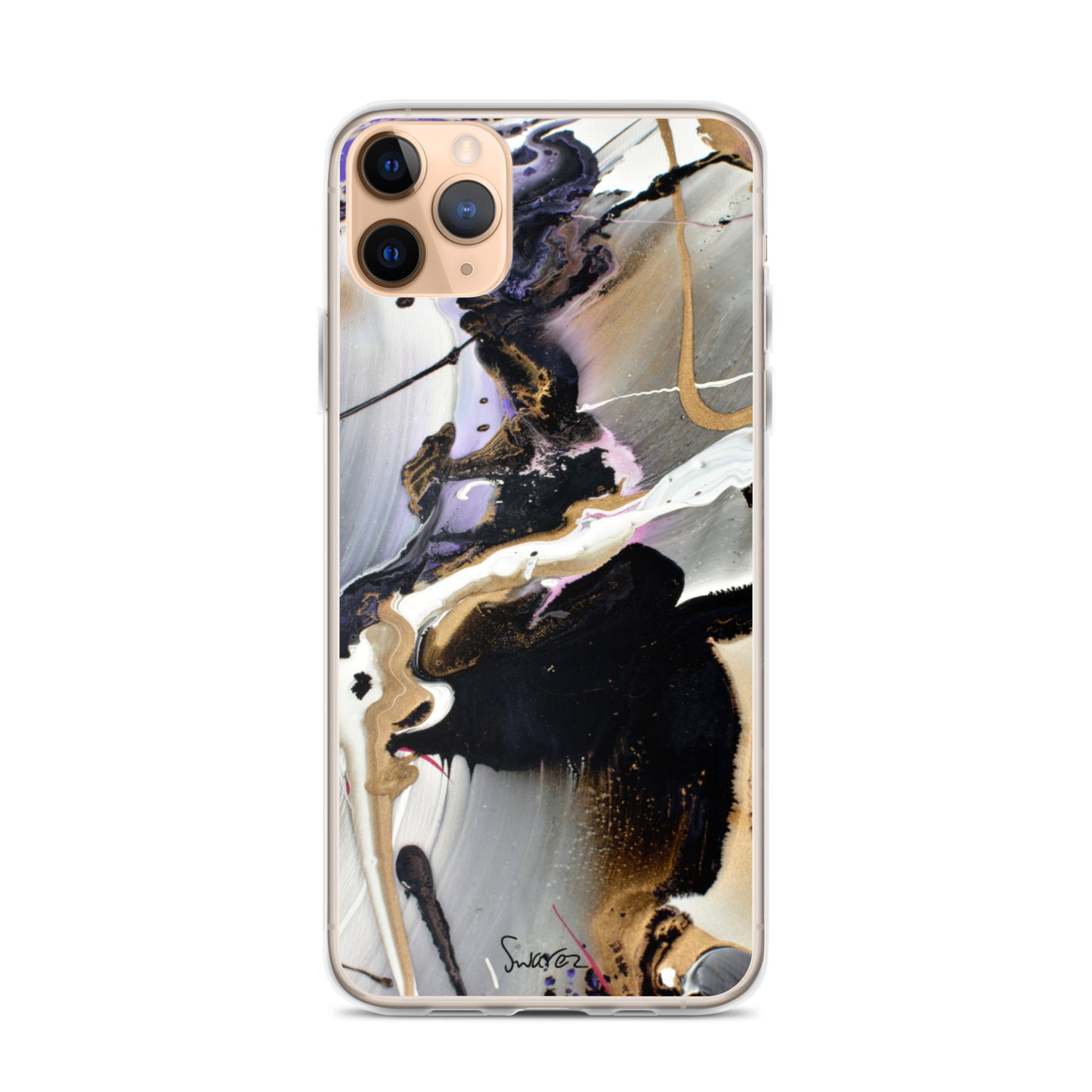 Capa para iPhone - design roxo e dourado