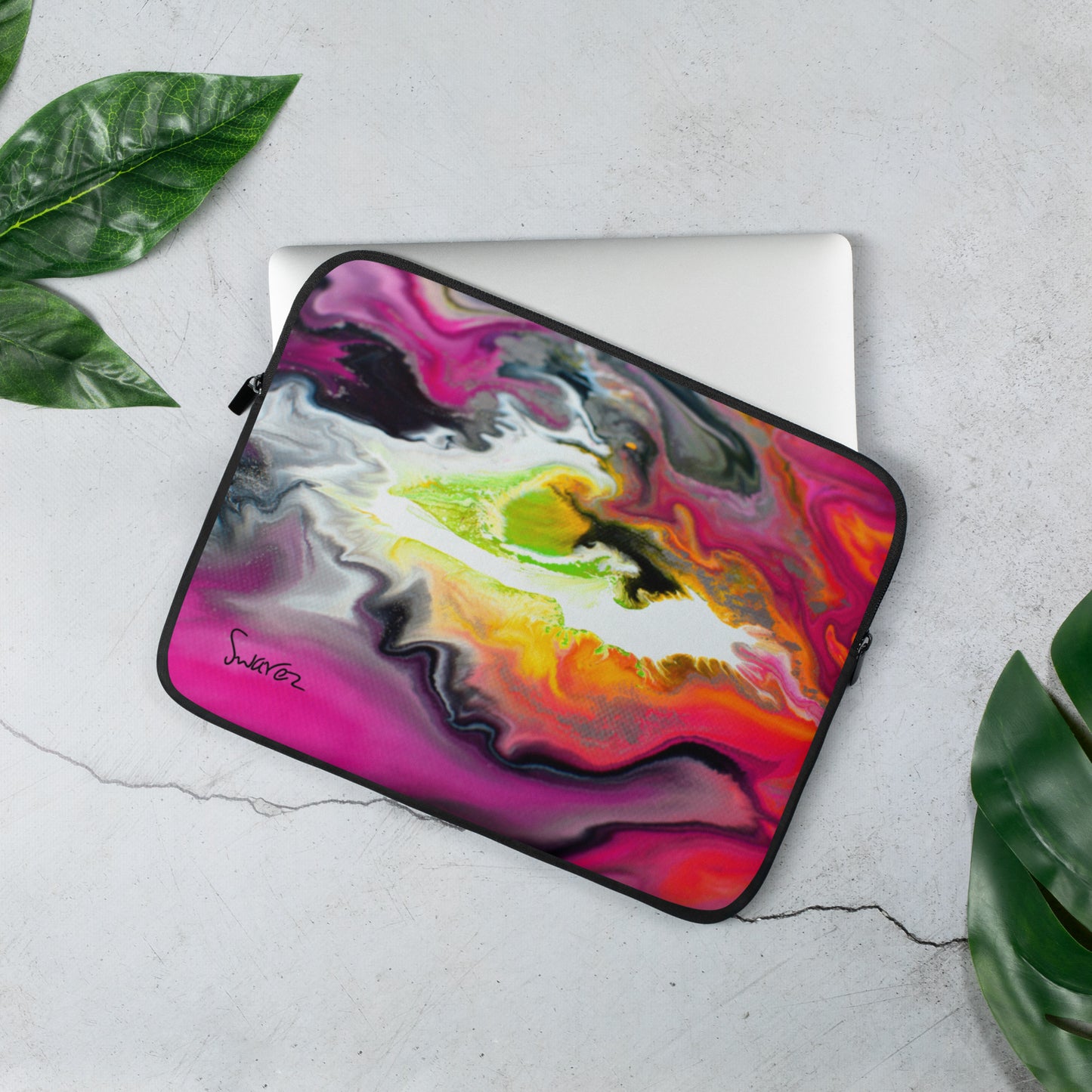 Bolsa para laptop - design rosa e amarelo