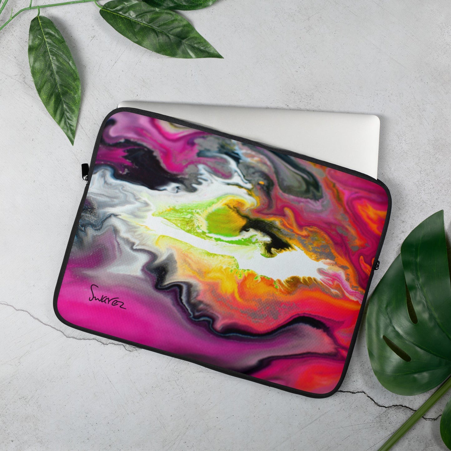 Bolsa para laptop - design rosa e amarelo