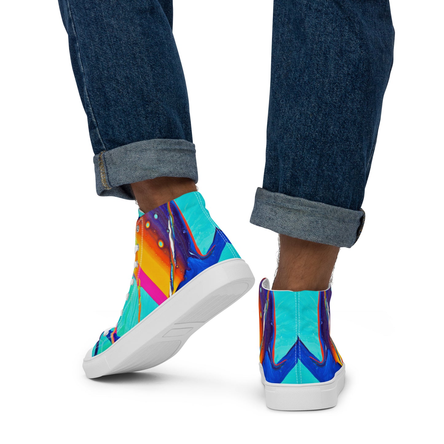 Sapatos cano alto de lona masculinos - design Rainbow
