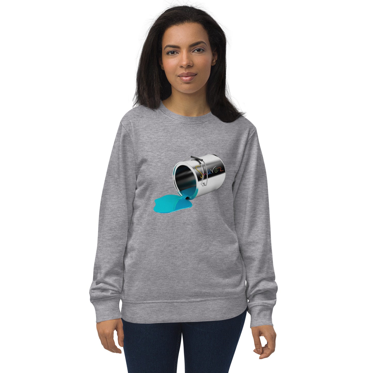 Unisex-Sweatshirt aus Bio-Baumwolle – Design mit verschütteter Farbe