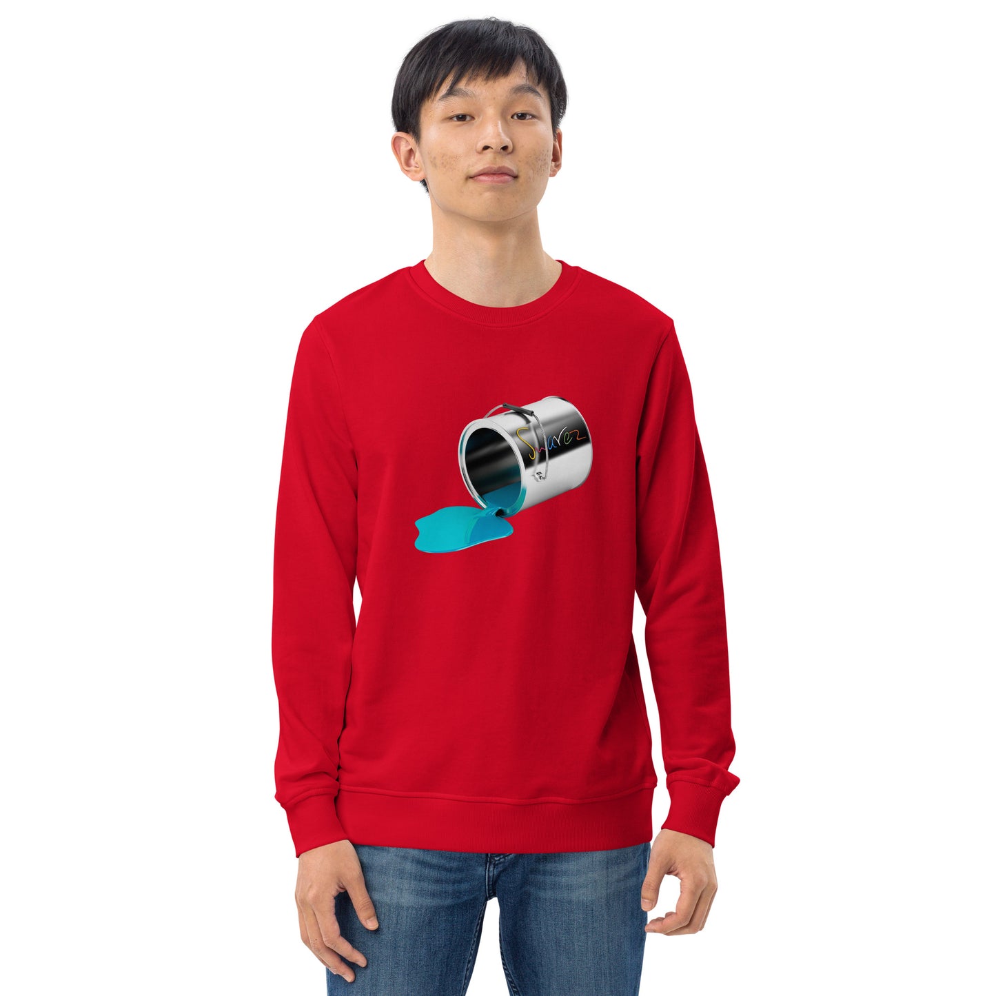 Unisex-Sweatshirt aus Bio-Baumwolle – Design mit verschütteter Farbe