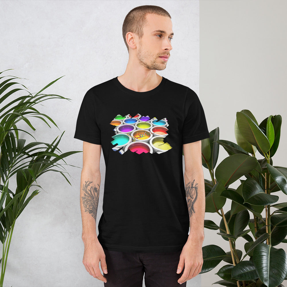 Unisex-T-Shirt – Bunte Farbdosen