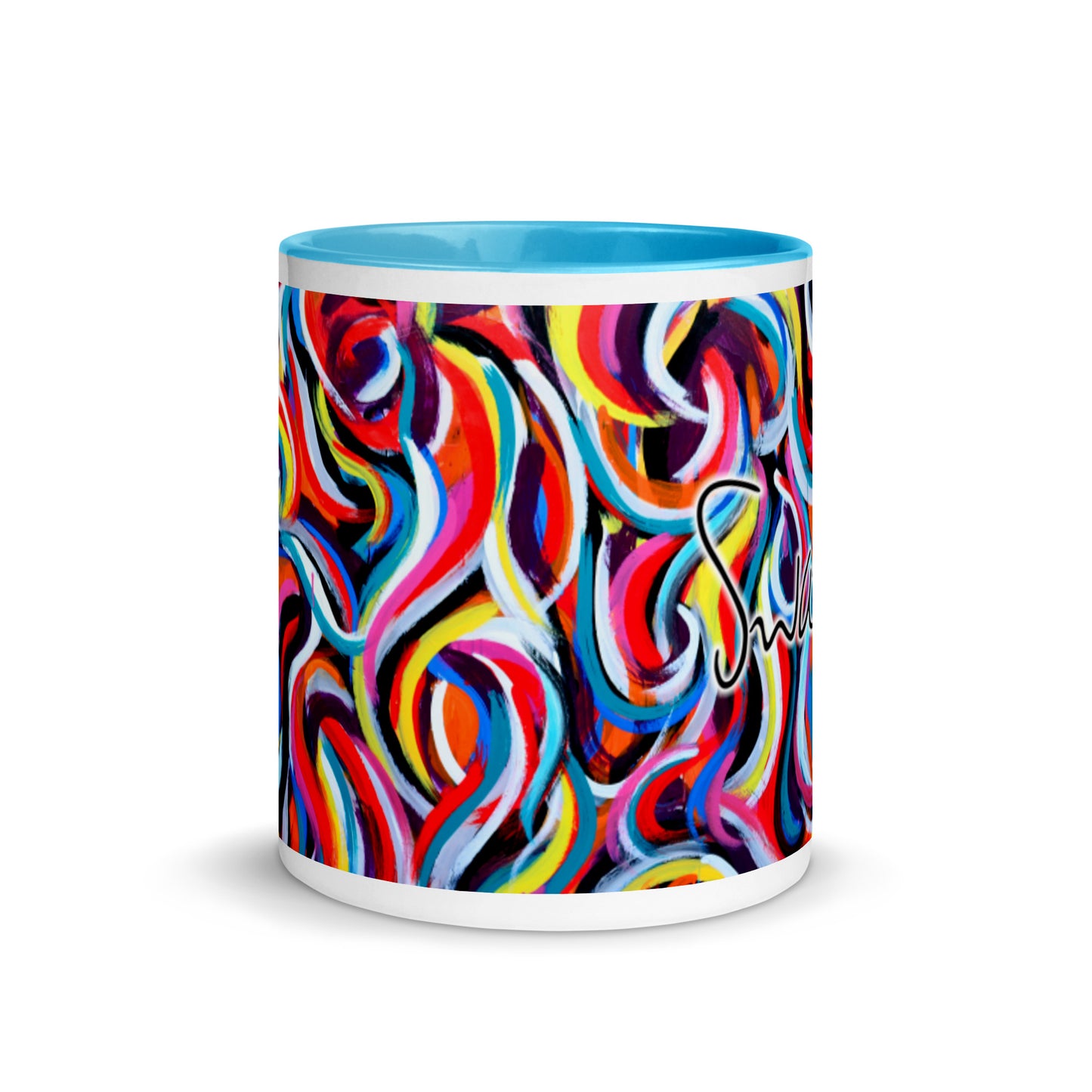 Mug with Color Inside - Multi color swirl design