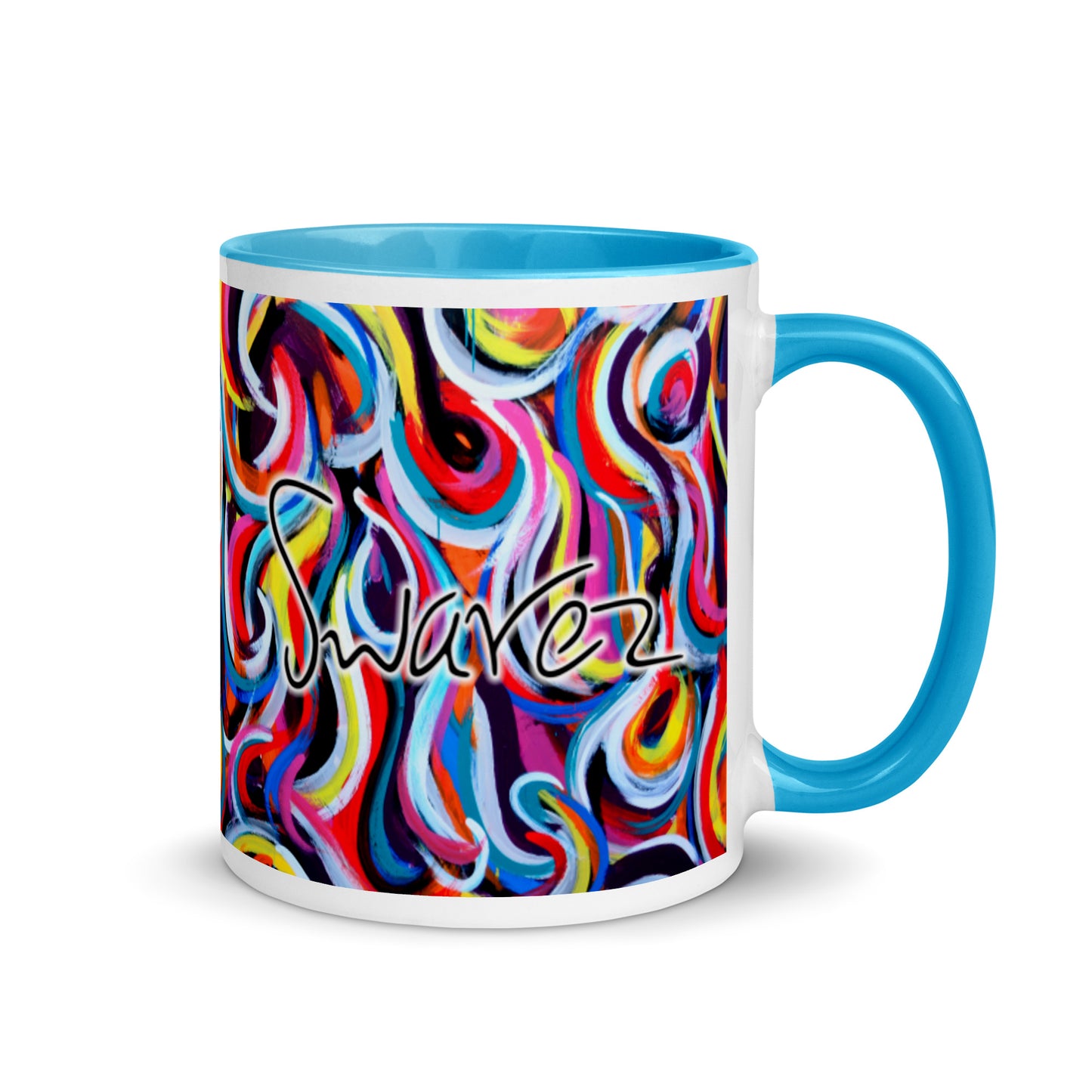 Mug with Color Inside - Multi color swirl design