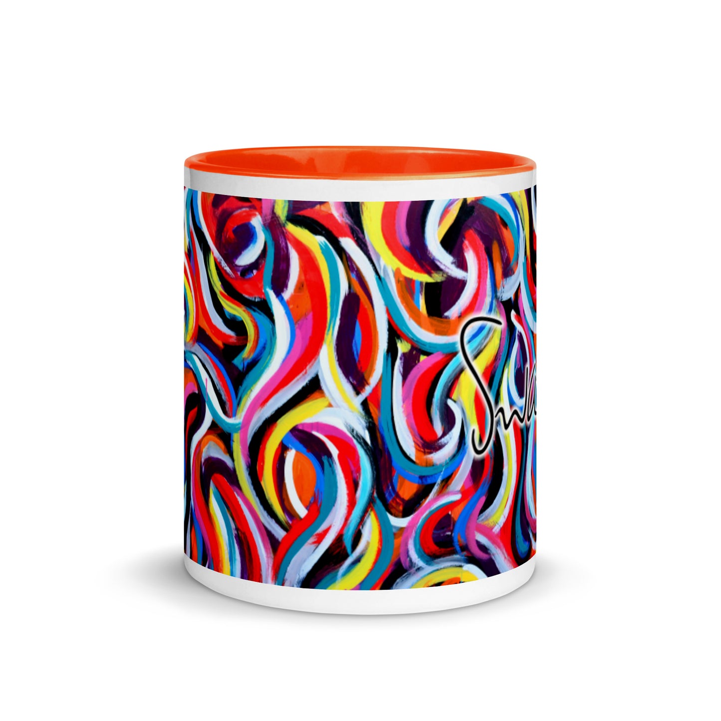 Caneca com cor interna - design de redemoinho multicolorido