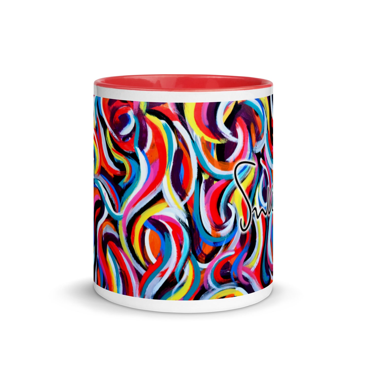 Tasse mit farbiger Innenseite – mehrfarbiges Wirbeldesign