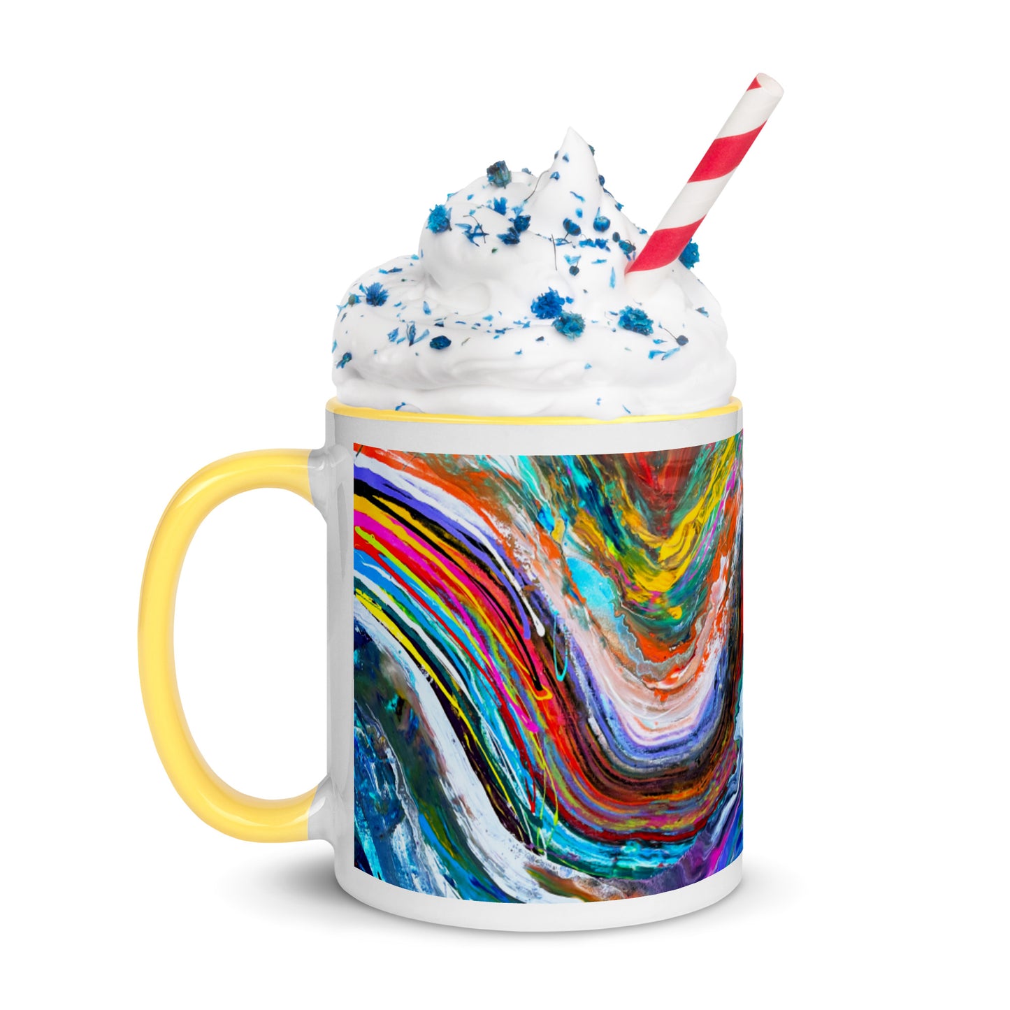 Mug with Color Inside - Rainbow Wave design