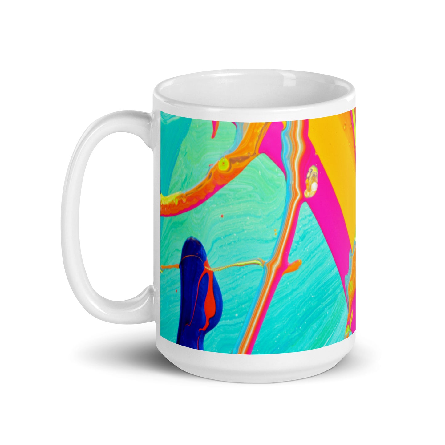 White glossy mug - Rainbow design
