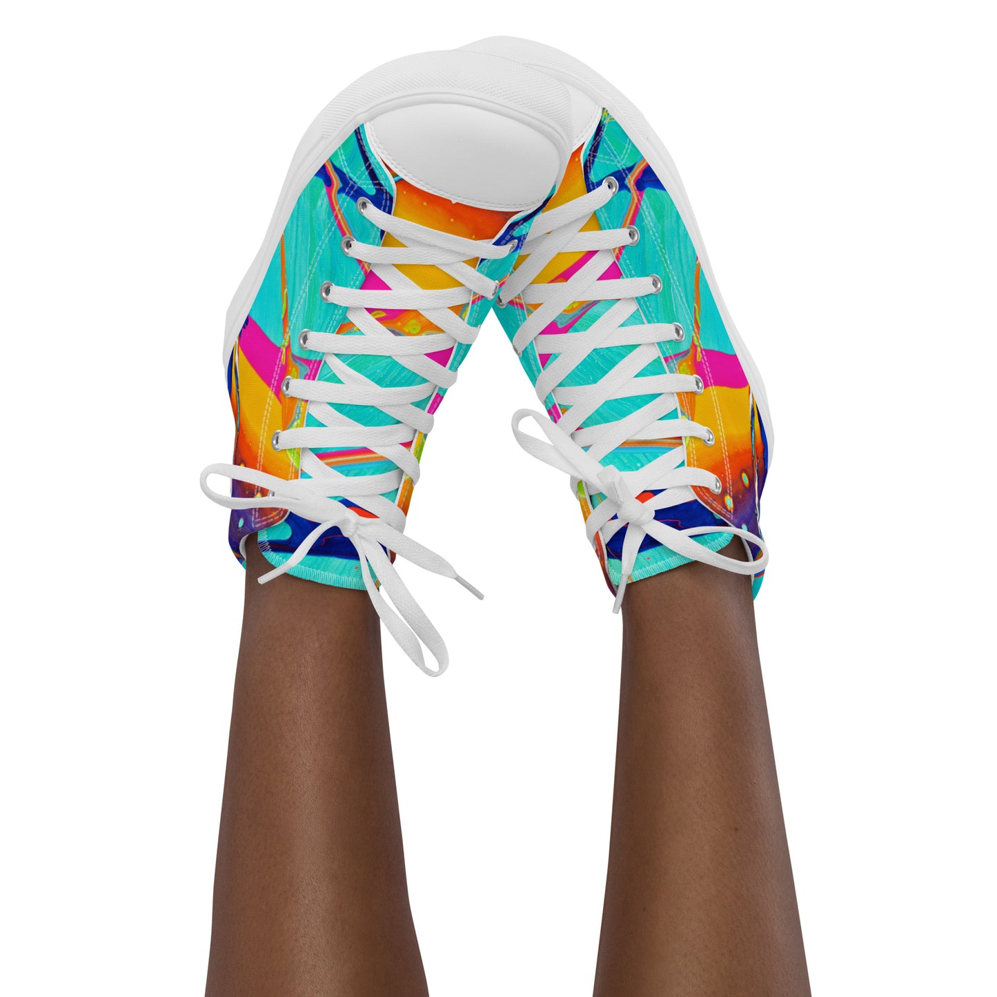 Sapatos cano alto de lona para mulher - design arco-íris