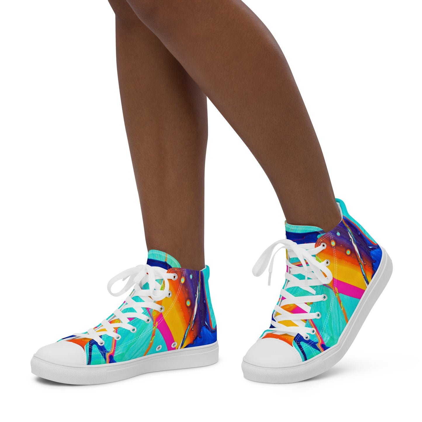 Sapatos cano alto de lona para mulher - design arco-íris