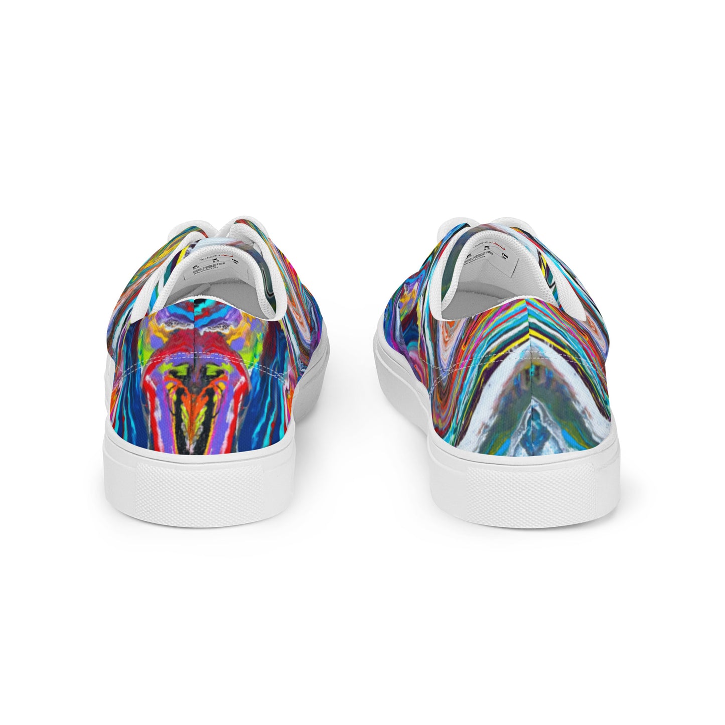 Women’s lace-up canvas shoes - Rainbow Wave design