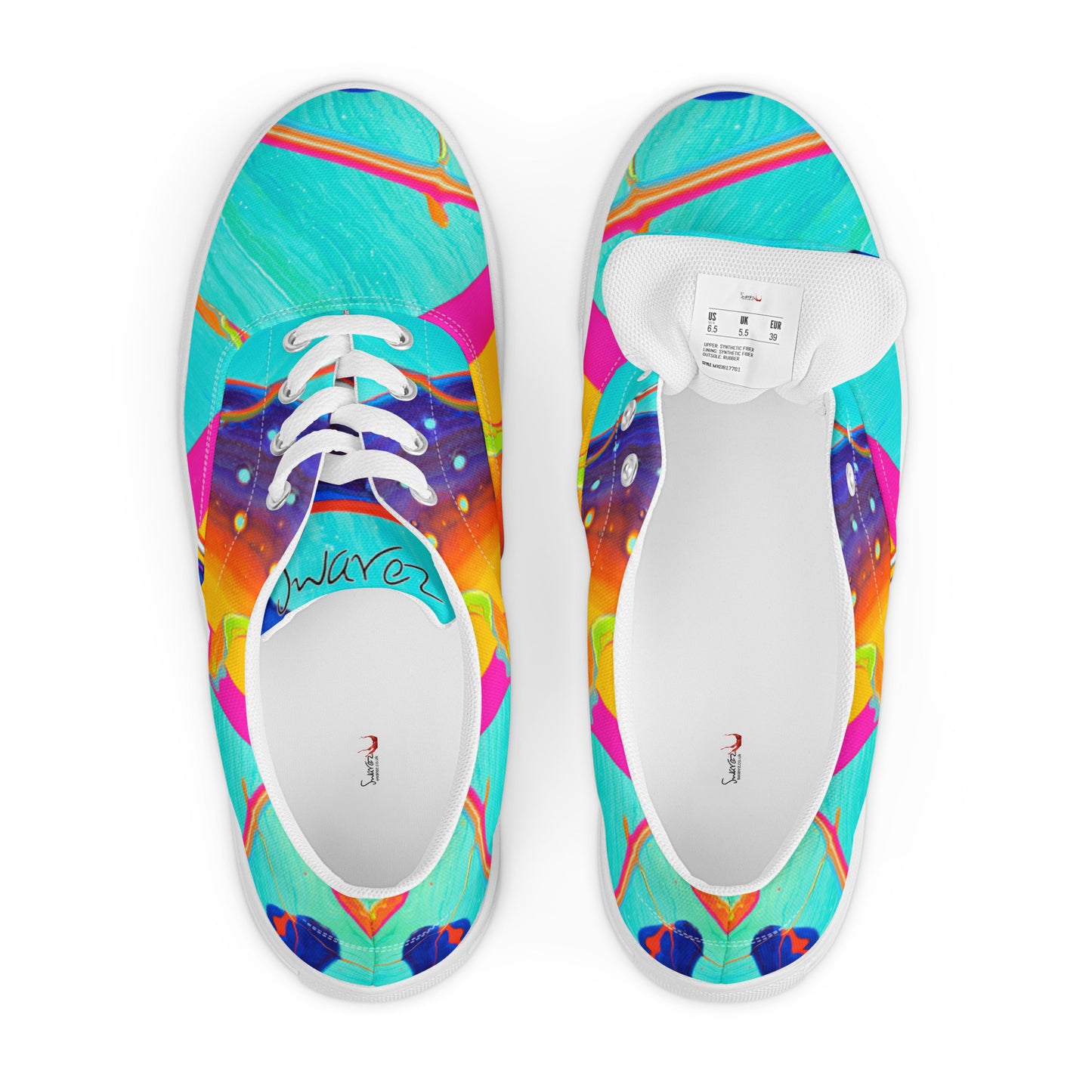 Women’s lace-up canvas shoes - Rainbow design