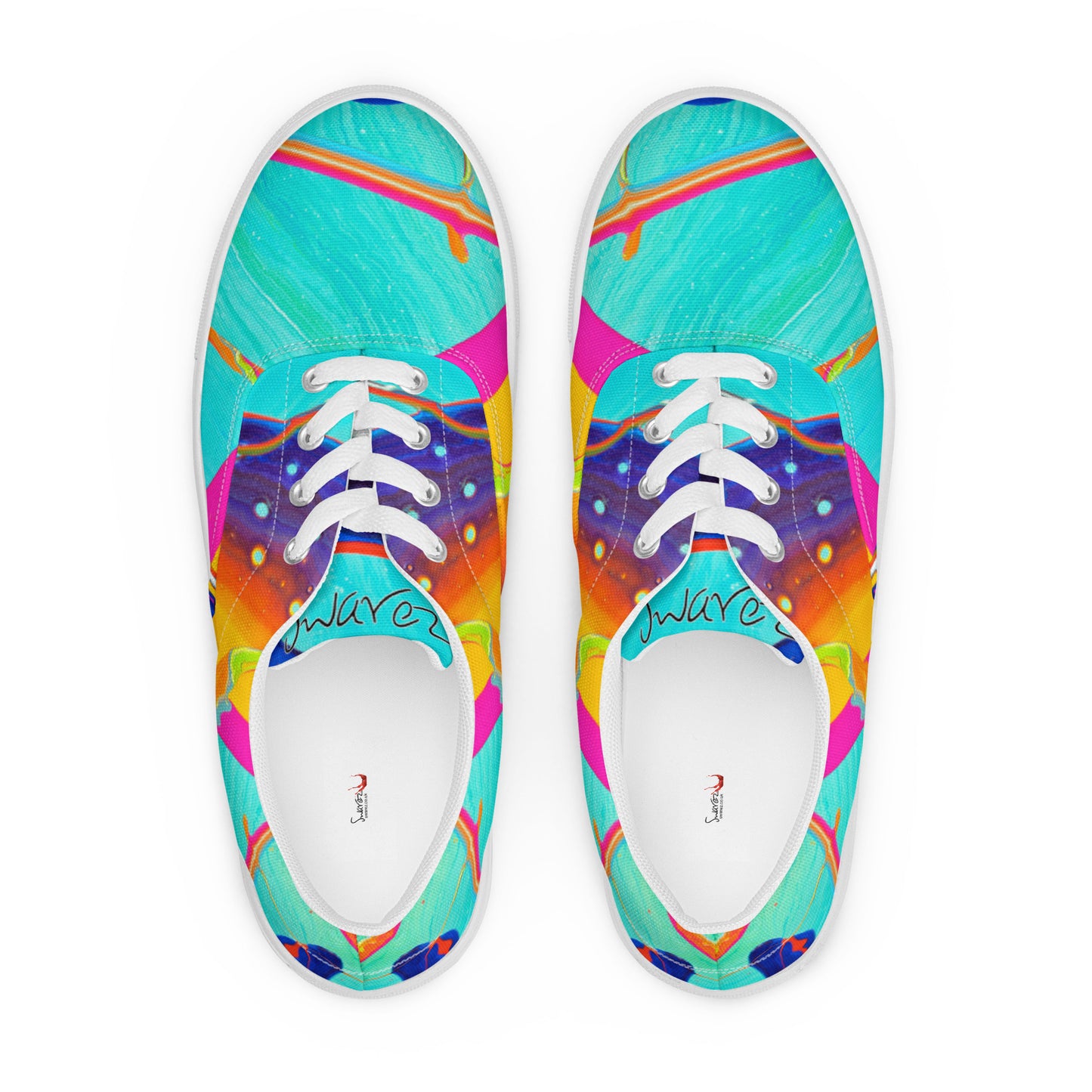 Women’s lace-up canvas shoes - Rainbow design