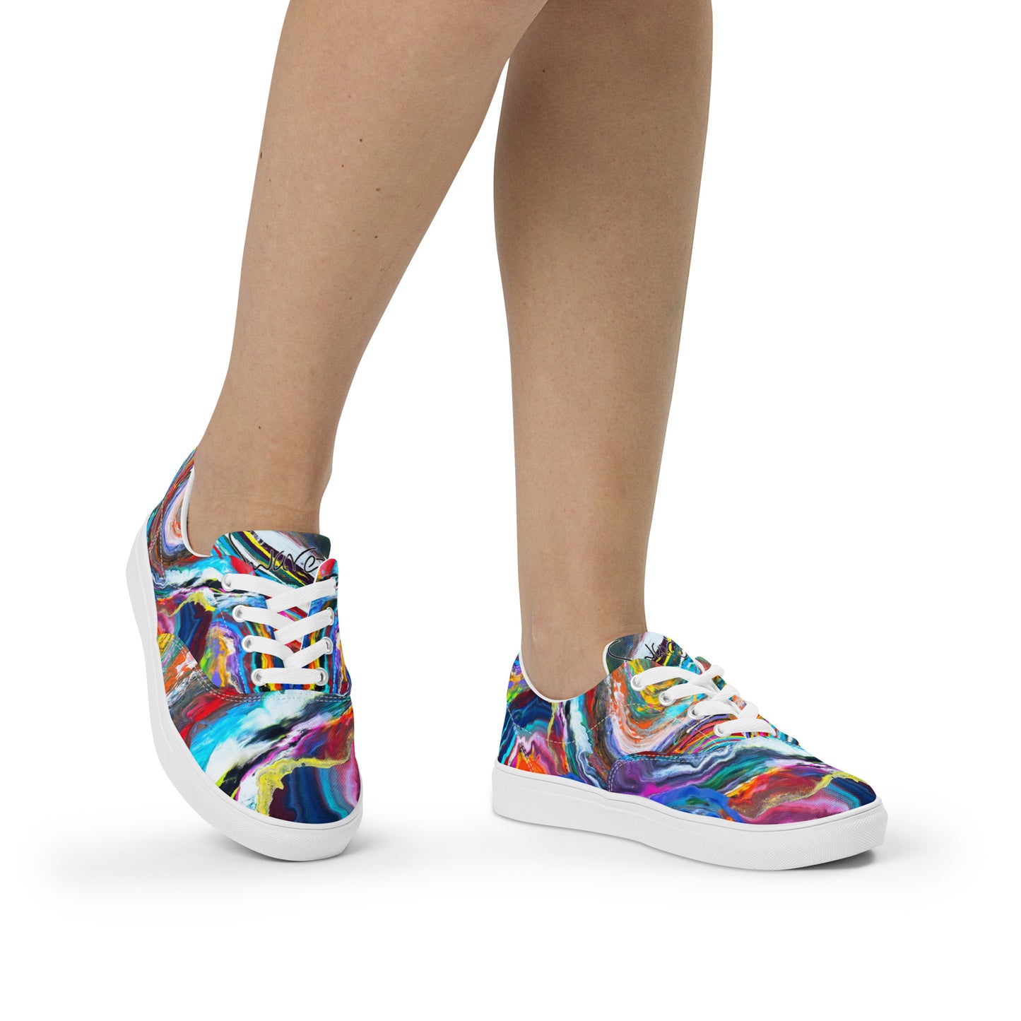 Sapatos de lona de mulher com atacadores - design Rainbow Wave