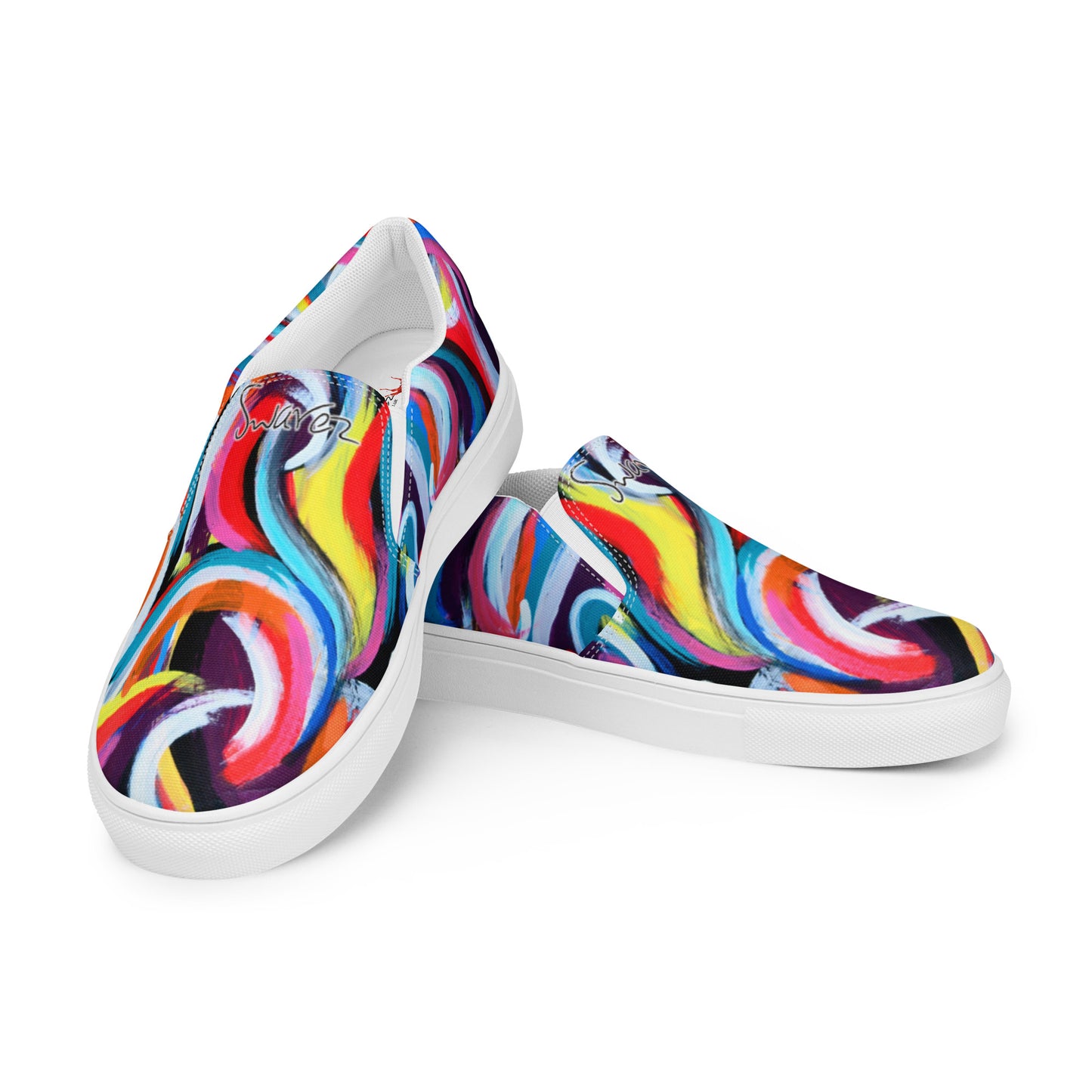 Sapatos de lona sem cadarço para mulher - Redemoinhos multicoloridos