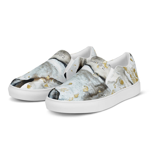 Women’s slip-on canvas shoes - Black and white design